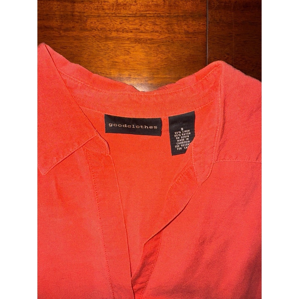 goodclothes Coral Linen Blend Sleeveless Collared‎ Top Women Size S